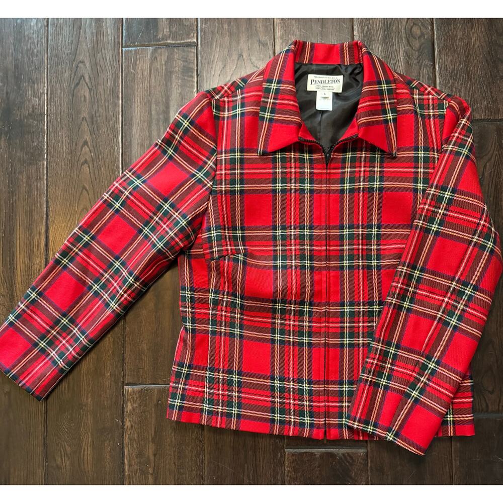 Pendleton Stewart Plaid Red Jacket Wool Size 6